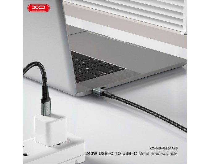 Кабель XO High Power Type-C to Type-C 240W 1м чорний, ціна: 279 грн.