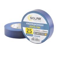 Лента изоляционная ПВХ Solar, 0.13mm x 19mm, 25м, синяя