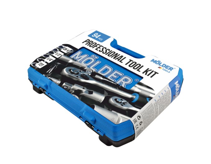 Профессиональный набор инструментов в кейсе MÖLDER 1/2 ", 1/4" 72 T, CR-V, 94ед., цена: 4 009 грн.