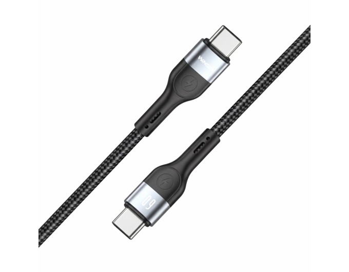 Кабель Winso Pro Type-C to Type-C 60W TPE+плетіння 1,2м чорний, ціна: 129 грн.