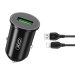 Автомобильное зарядное устройство XO TZ12 QC3.0 18W + Lightning кабель черный, цена: 169 грн.