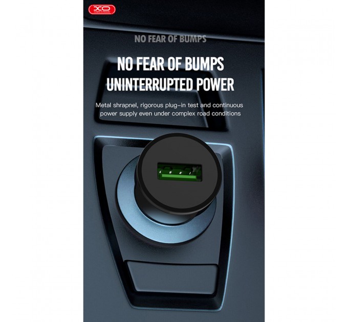 Автомобильное зарядное устройство XO TZ12 QC3.0 18W + Lightning кабель черный, цена: 169 грн.