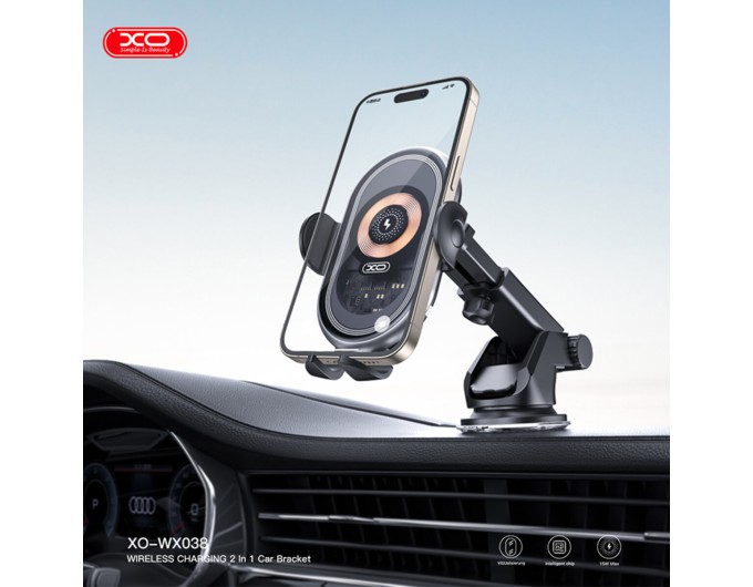 Тримач телефону автомобільний XO з бездротовою зарядкою WX038 15W Transparent Car Wireless Charging чорний, ціна: 939 грн.