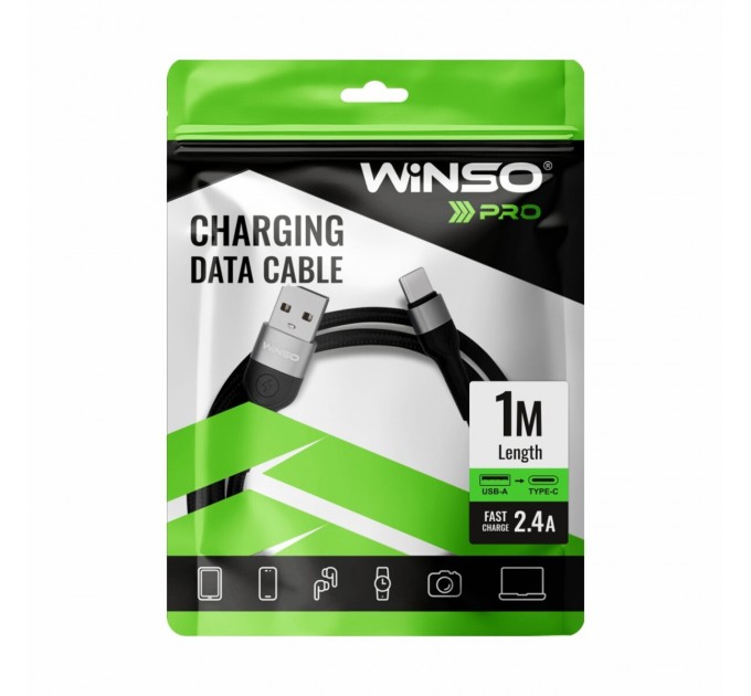 Кабель Winso Pro USB для Type-C TPE+плетение 1м черный, цена: 100 грн.