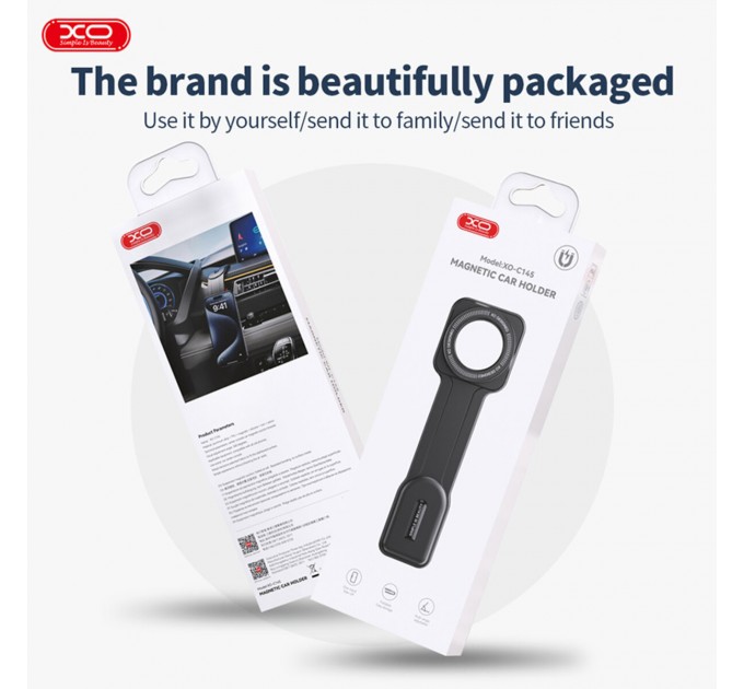 Держатель телефона автомобильный XO C145 90° Bending Velcro Magnetic черный, цена: 299 грн.