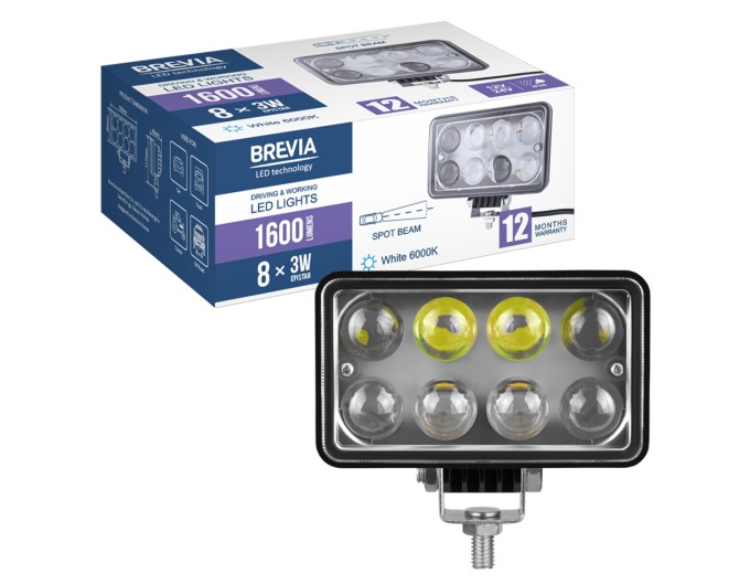 Фара світлодіодна Brevia Epistar 4D Spot 10-30V, 24W (8x3W), 1320Lm, 1шт, ціна: 504 грн.