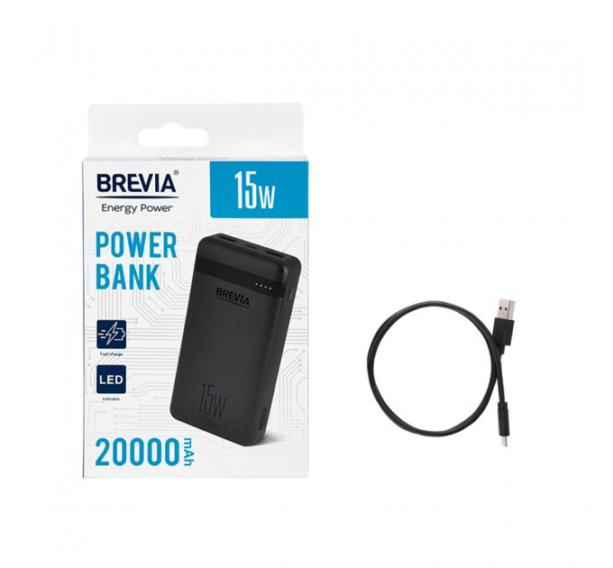 Повербанк (Power Bank) Brevia 20000mAh 15W Li-Pol чорний, ціна: 855 грн.