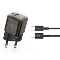 Сетевое зарядное устройство XO CE05 Gan PD30W+QC3.0 18W + Type-c кабель коричневый