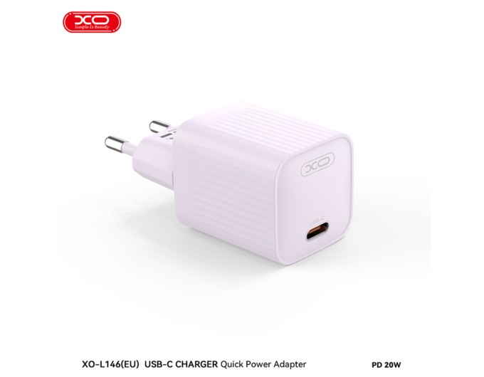 Сетевое зарядное устройство XO L146 PD20W Single USB-C Charger фиолетовый, цена: 219 грн.