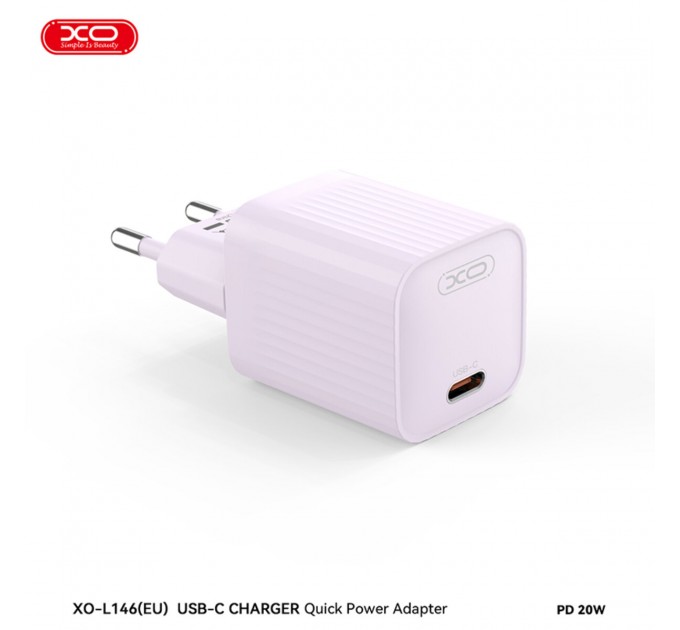 Сетевое зарядное устройство XO L146 PD20W Single USB-C Charger фиолетовый, цена: 189 грн.