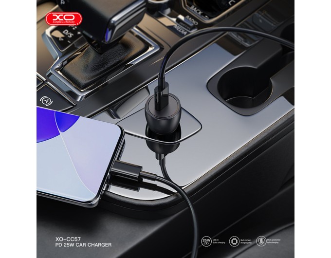 Автомобильное зарядное устройство XO CC57 PD25W Smart Metal Single C Port черный, цена: 129 грн.