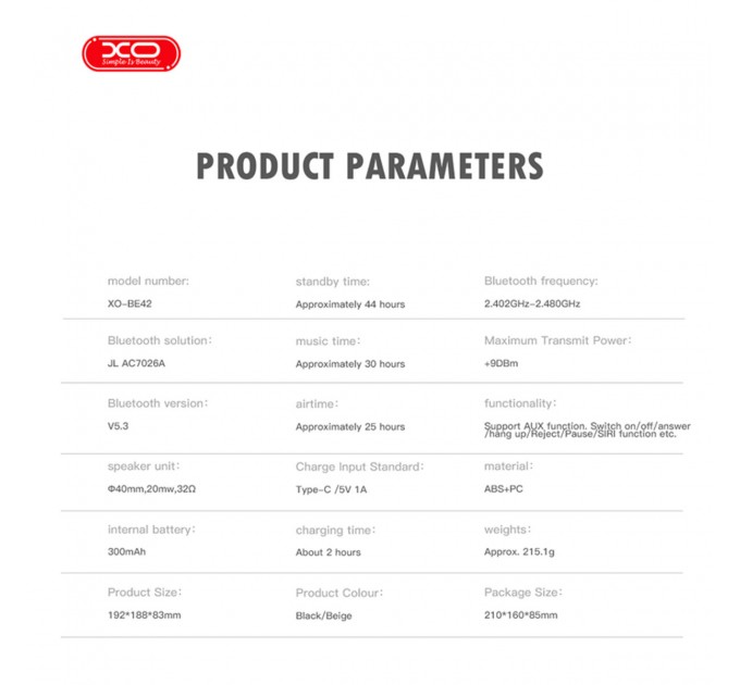 Беспроводные наушники XO BE42 Scarlet черные, цена: 799 грн.