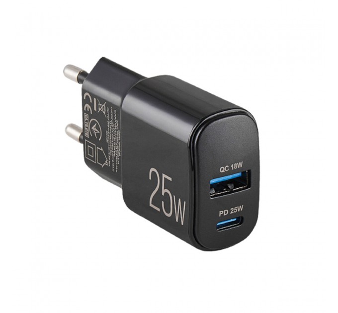 Сетевое зарядное устройство Brevia ePower PD25W USB-C+USB-A черный, цена: 443 грн.