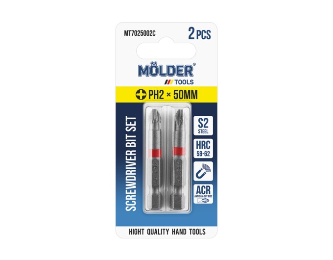 Набор бит Molder PH2x50мм 2шт (цветная маркировка), цена: 44 грн.