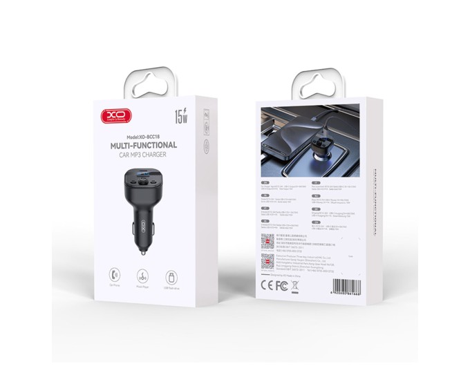 FM-трансмиттер XO BCC18 Smart Bluetooth+MP3 Type-C черный, цена: 259 грн.