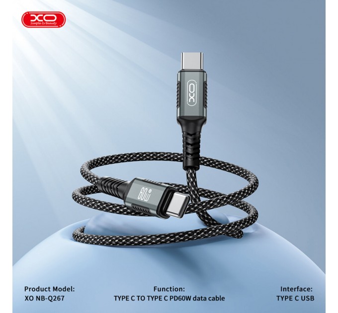 Кабель XO Magnetic Braided Type-C to Type-C 60W 1м черный, цена: 299 грн.