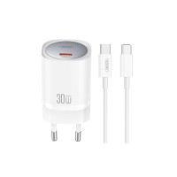 Сетевое зарядное устройство XO CE20 PD30W/PPS33W 1USB-C + Type-C кабель белый