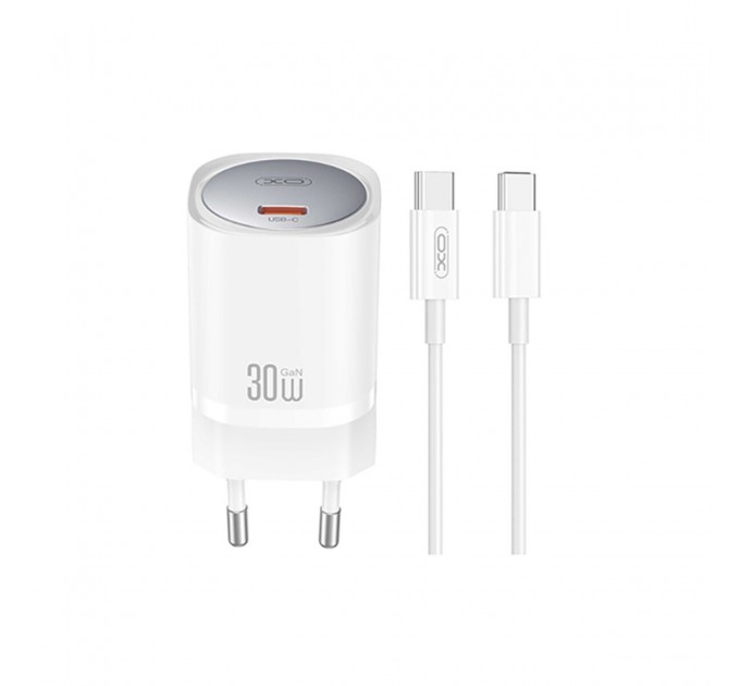 Сетевое зарядное устройство XO CE20 PD30W/PPS33W 1USB-C + Type-C кабель белый, цена: 399 грн.