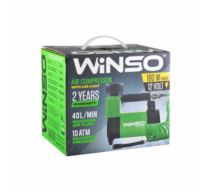 Компресор автомобільний Winso 10Атм 40л/хв 180Вт з LED-ліхтарем, ціна: 1 214 грн.