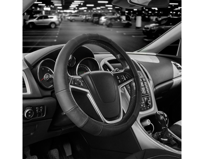 Чехол на руль Carlife 37-39см, кожа, черный SW240M, цена: 396 грн.