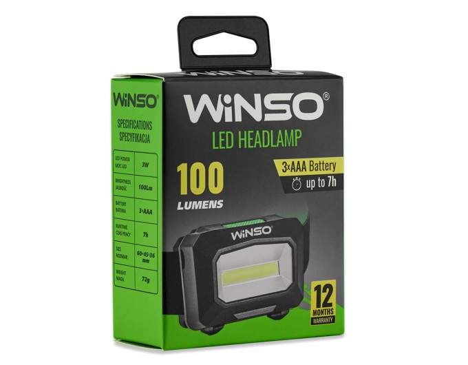 Ліхтар налобний Winso 100Lm, 3W COB, 3xAAA, білий/червоний, ціна: 211 грн.