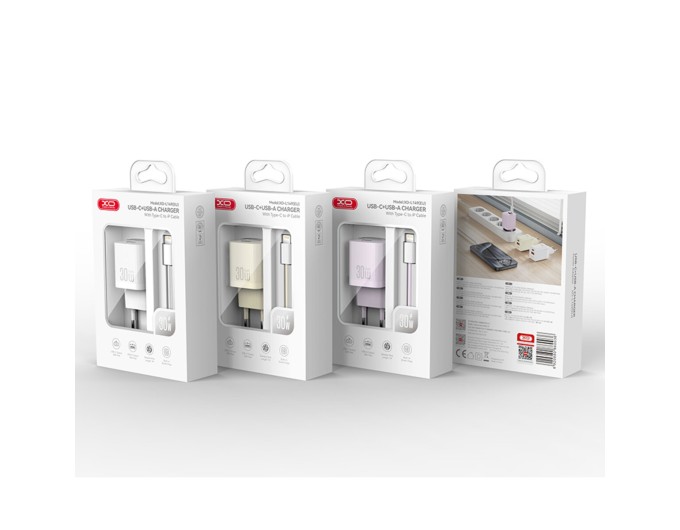 Сетевое зарядное устройство XO L149 PD30W 1USB-A+1USB-C + Lightning кабель белый, цена: 389 грн.
