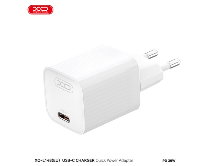 Сетевое зарядное устройство XO L148 PD30W Single USB-C + Lightning кабель белый, цена: 399 грн.