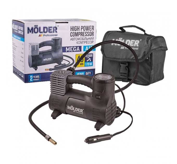 Компрессор автомобильный Molder Mega Air 12В 10Атм 40л/мин с LED-фонарем, цена: 1 622 грн.