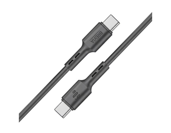 Кабель Brevia Type-C to Type-C 60W 2м, чорний ZIP, ціна: 164 грн.
