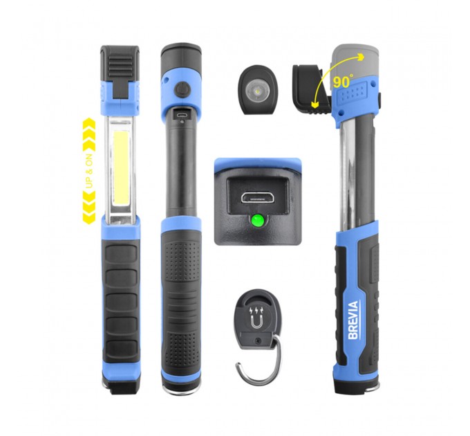 Лампа инспекционная Brevia LED телескопическая 3W COB+1W LED 300lm 2000mAh, type-C, цена: 629 грн.