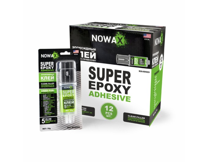 Клей эпоксидный двухкомпонентный Nowax Super Epoxy Adhesive прозрачный, 30г, цена: 145 грн.