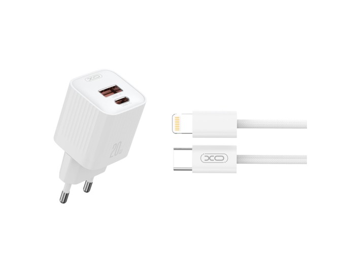 Сетевое зарядное устройство XO L147 PD20W 1USB-A+1USB-C + Lightning cable белый, цена: 289 грн.