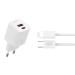 Сетевое зарядное устройство XO L147 PD20W 1USB-A+1USB-C + Lightning cable белый, цена: 259 грн.
