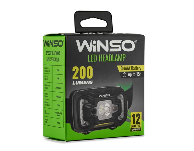 Ліхтар налобний Winso 200Lm, 5W CREE XTE+COB, 3xAAA, з сенсором білий/червоний, ціна: 404 грн.