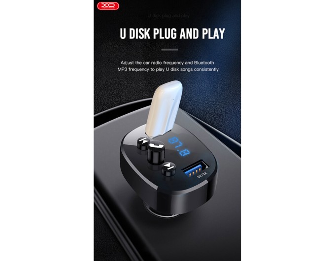 FM-трансмиттер XO BCC02 Bluetooth+FM+USB Charging черный, цена: 389 грн.