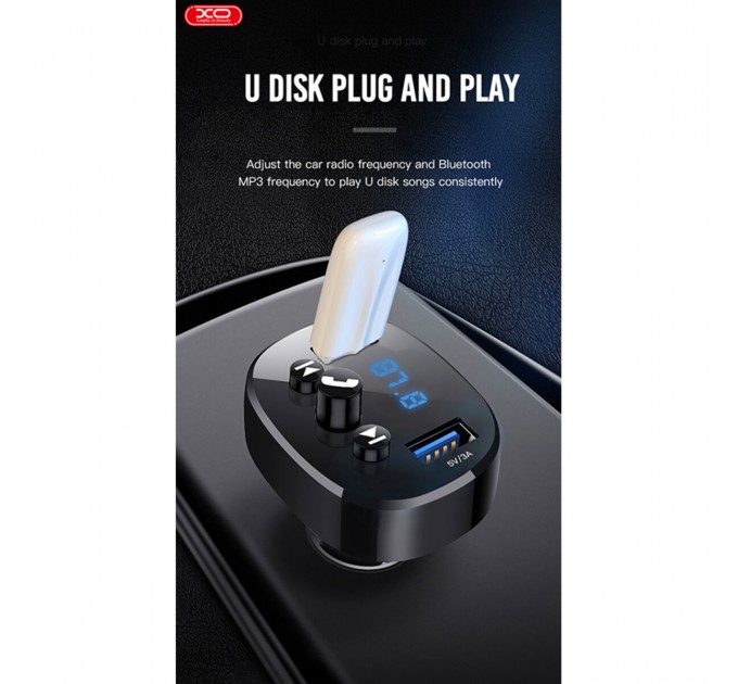 FM-трансмітер XO BCC02 Bluetooth+FM+USB Charging чорний, ціна: 349 грн.
