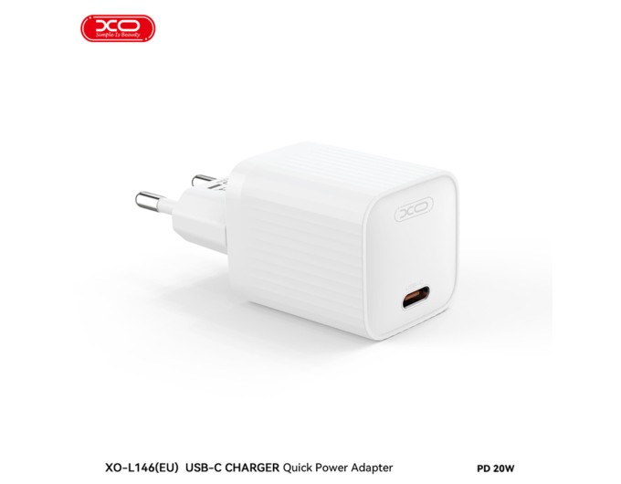 Сетевое зарядное устройство XO L146 PD20W Single USB-C + Type-C кабель белый, цена: 279 грн.