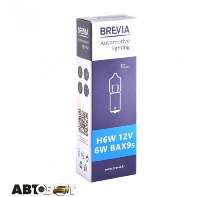  Лампа накаливания BREVIA H6W 12V 6W BA9s 12332C (1 шт.)