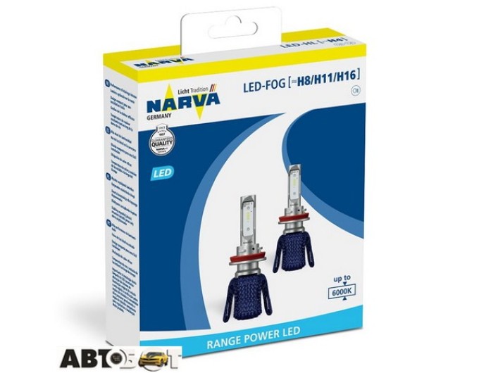 LED лампа Narva Fog RPL X2 H16 16W 6000K 18013 (2 шт.), цена: 3 495 грн.