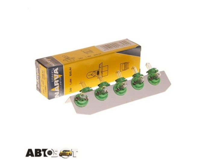 Лампа розжарювання Narva BAX 24V 1.4W BX8.4d light green 17082 (1 шт.), ціна: 41 грн.