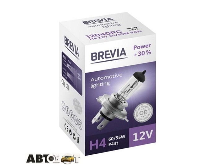 Галогенна лампа BREVIA Power +30% H4 12040PC (1 шт.), ціна: 97 грн.