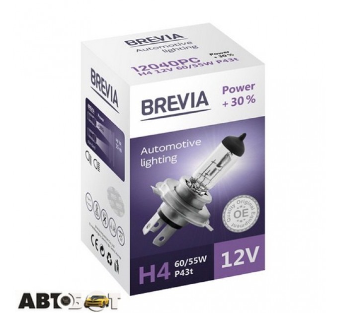  Галогенная лампа BREVIA Power +30% H4 12040PC (1 шт.)