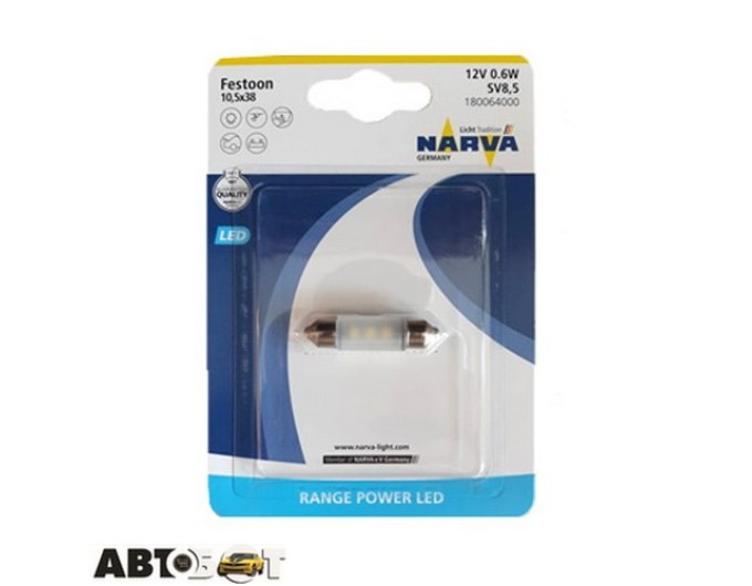 LED лампа Narva SV8.5 10.5x38 6000K 12V NR18006 (1 шт.), цена: 311 грн.