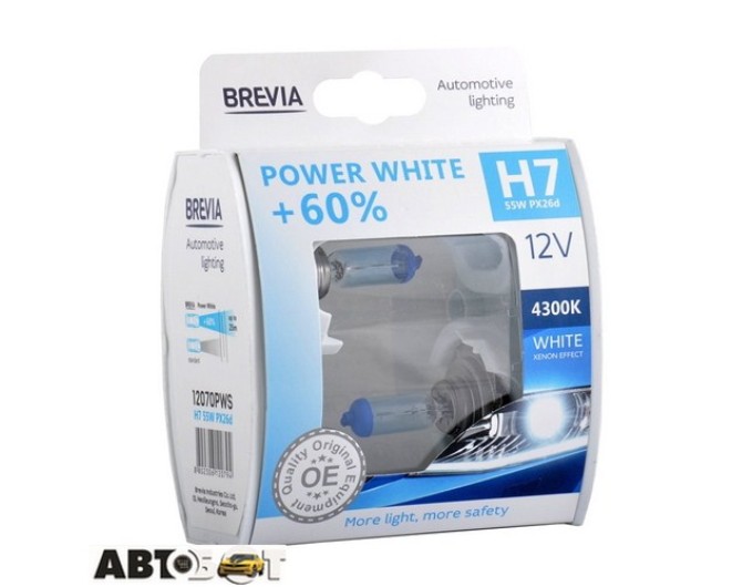 Галогенна лампа BREVIA Power White +60% H7 12V 55W PX26d 4300K 12070PWS (2 шт.), ціна: 753 грн.