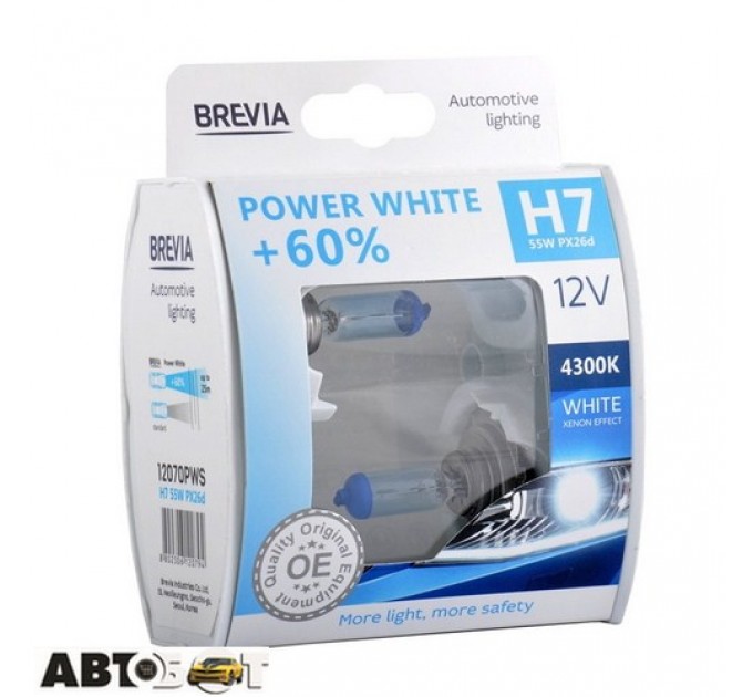  Галогенная лампа BREVIA Power White +60% H7 12V 55W PX26d 4300K 12070PWS (2 шт.)