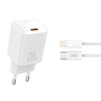 Сетевое зарядное устройство XO L146 PD20W Single USB-C + Lightning cable белый