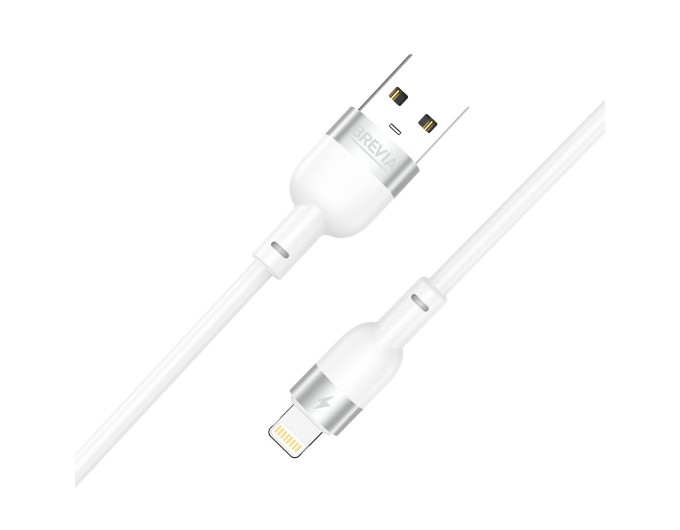 Кабель Brevia USB to Lightning 2,4А 1,2м, білий box, ціна: 150 грн.