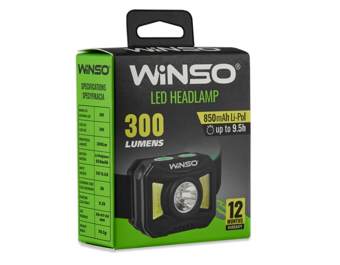 Фонарь налобный Winso 300Lm, 3W+COB, 850mAh, белый/красный, цена: 503 грн.