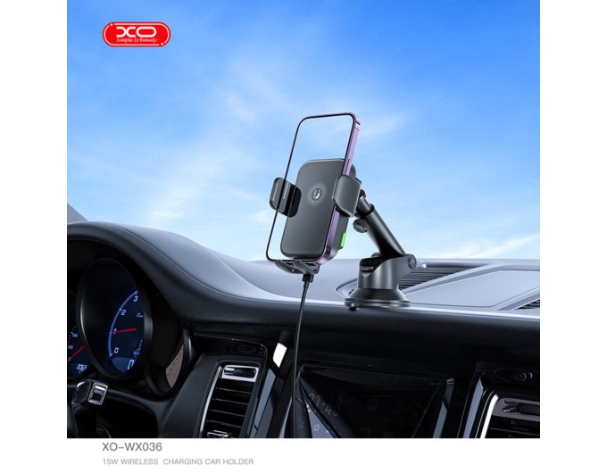 Тримач телефону автомобільний XO з бездротовою зарядкою WX036 Automatic Arm Clamp Type Wireless чорний, ціна: 769 грн.