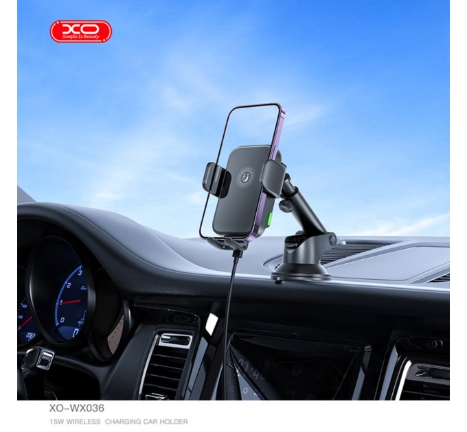 Держатель телефона автомобильный XO с беспроводной зарядкой WX036 Automatic Arm Clamp Type Wireless черный, цена: 699 грн.
